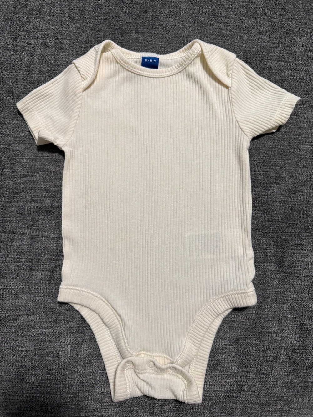 Old Navy Cream Ribbed Short-Sleeve Baby One-Piece